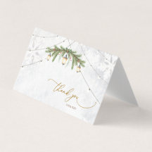 Winter Branches Lantern Snowflakes Thank You Card