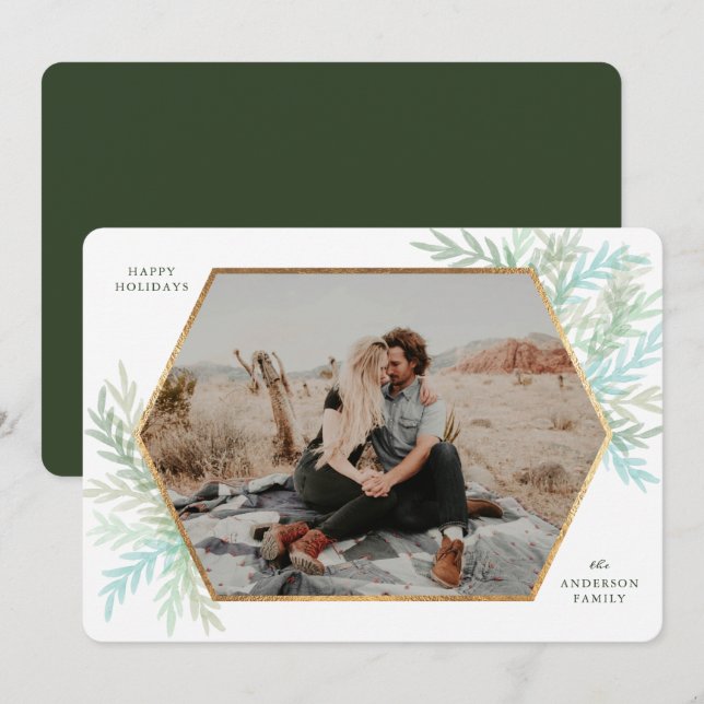 Winter Branches Modern Holiday Photo Card (Front/Back)