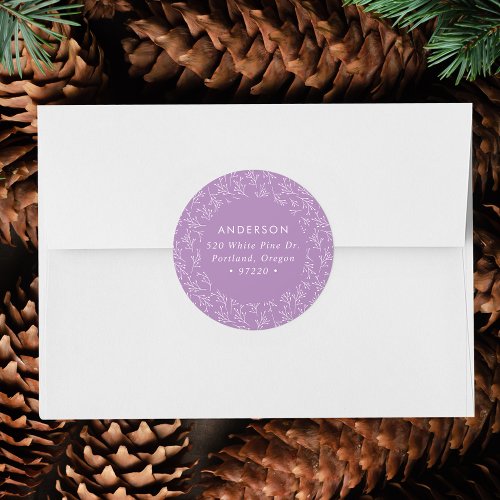 Winter Branches Purple Holiday Return Address Classic Round Sticker