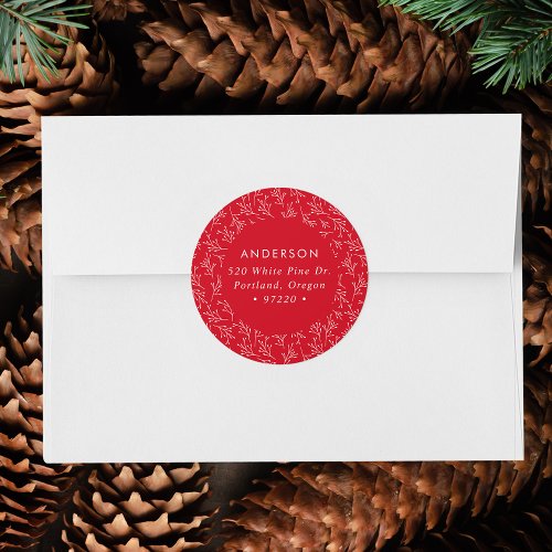 Winter Branches Red Holiday Return Address Label