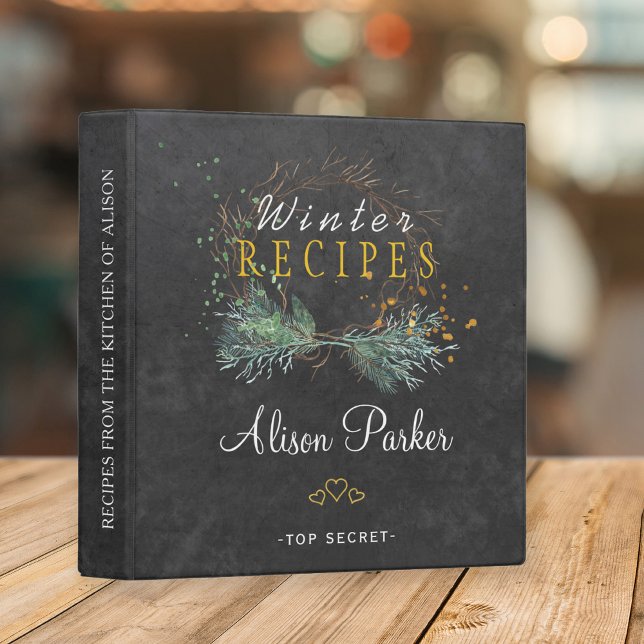 Winter branches wreath chalkboard rustic recipes binder (Creator Uploaded)