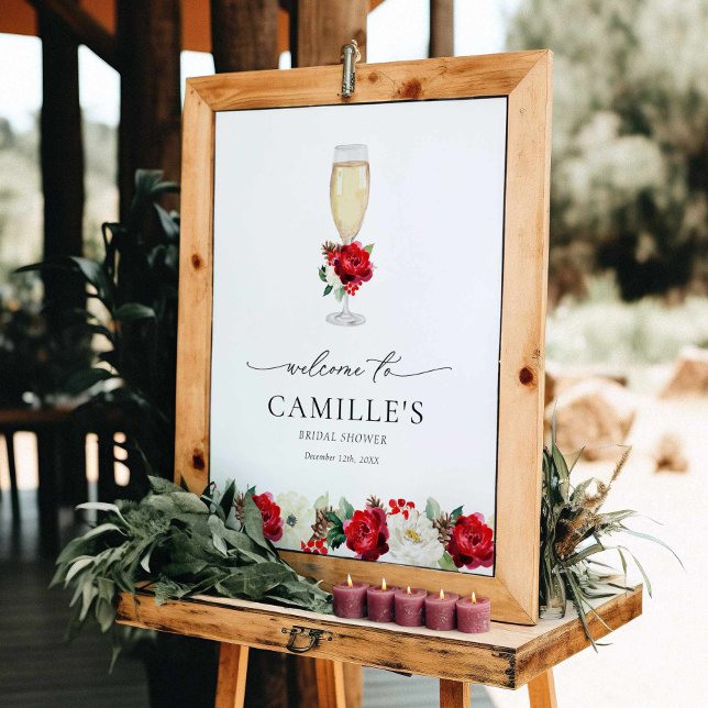 Winter Bridal Champagne Brunch Welcome Sign (Winter Cocktail Party Welcome Sign)
