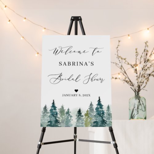 Winter Bridal Shower Chic Forest Pine Tree Welcome Foam Board