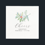 Winter Bridal Shower Cocktail Napkins Christmas<br><div class="desc">Add a festive touch to your winter bridal shower theme with these personalized cocktail napkins featuring hand-painted greenery and red berries. Designed to complement cozy, seasonal celebrations, these paper napkins are ideal for hot cocoa bars, signature drinks, or dessert tables. Whether you're planning a holiday bridal brunch or embracing one...</div>