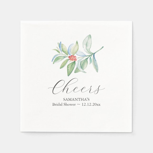 Winter Bridal Shower Cocktail Napkins Christmas (Front)