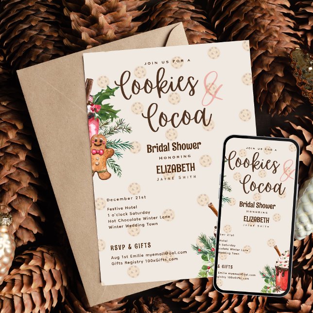 Winter Bridal Shower Cookies and Cocoa by LeahG Invitation (Printed or Digital! )