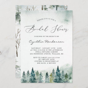 Winter Bridal Shower Elegant Forest Pine Trees Invitation