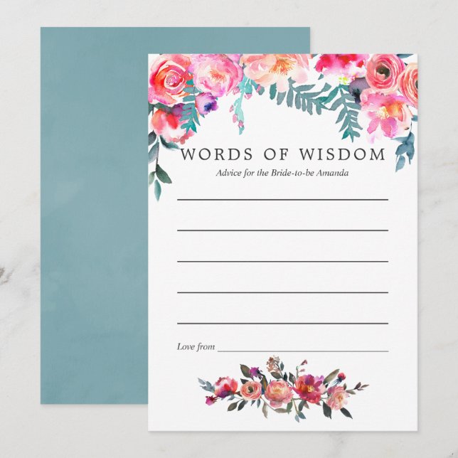 Winter Bridal Shower Floral Advice for Bride to be Invitation (Front/Back)