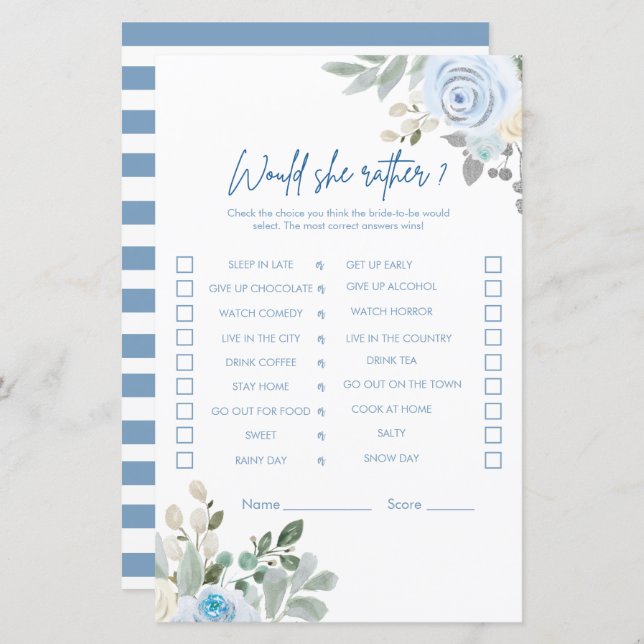 Winter Bridal Shower Games (Front/Back)