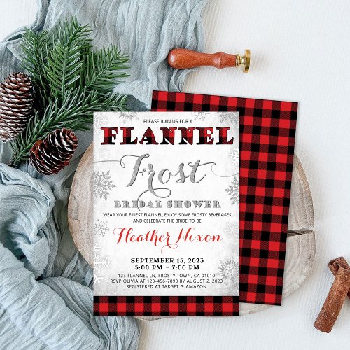 Winter Bridal Shower Invitation Flannel and Frost