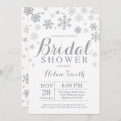 Winter Bridal Shower Invitation Gray Snowflake (Front/Back)