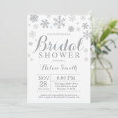 Winter Bridal Shower Invitation Gray Snowflake (Standing Front)