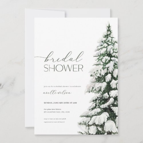 Winter Bridal Shower Invitation Snow Pine Trees