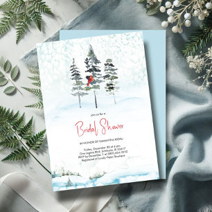 Winter Bridal Shower Invitations Watercolor Pines