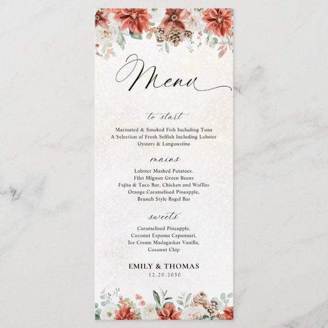 Winter Bridal Shower Menu (Front)