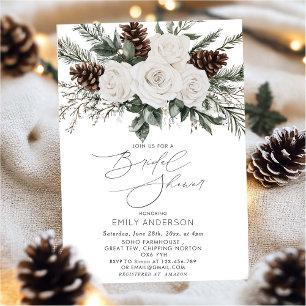 Winter Bridal Shower Pine Greenery Invitation