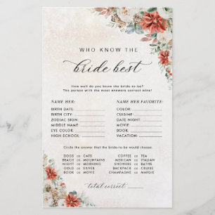 Winter Bridal Shower Shoe Game Card