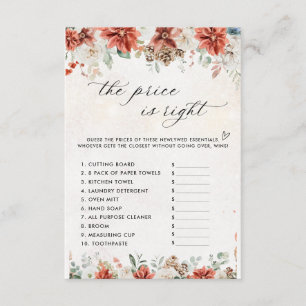 Winter Bridal Shower Shoe Game Card