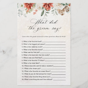 Winter Bridal Shower Shoe Game Card