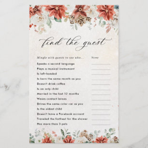 Winter Bridal Shower Shoe Game Card