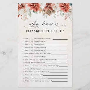 Winter Bridal Shower Shoe Game Card