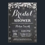 Winter Bridal Shower Snowflake Chalkboard Invitation<br><div class="desc">Winter Bridal Shower Invitation. White Snowflake. Christmas Holiday Bridal Shower Invite. Chalkboard Background. For further customization,  please click the "Customize it" button and use our design tool to modify this template.</div>