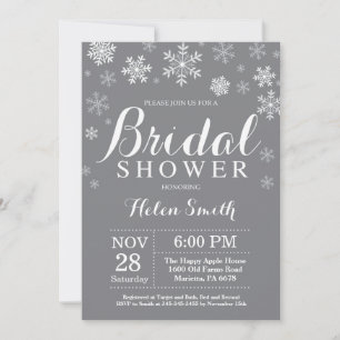 Winter Bridal Shower Snowflake Invitation Gray