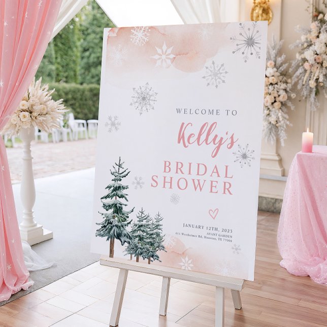 Winter Bridal Shower Welcome Sign, Pink  Foam Board (Creator Uploaded)