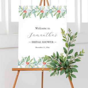 Winter Bridal Shower Welcome Sign - White & Green