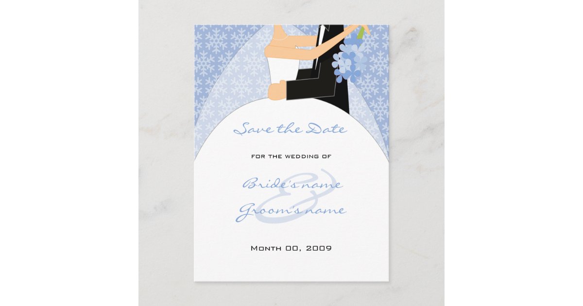 Winter Bride And Groom Save The Date Postcards Zazzle Com