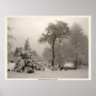 Winter Bridge Art Print Winter Forest Poster