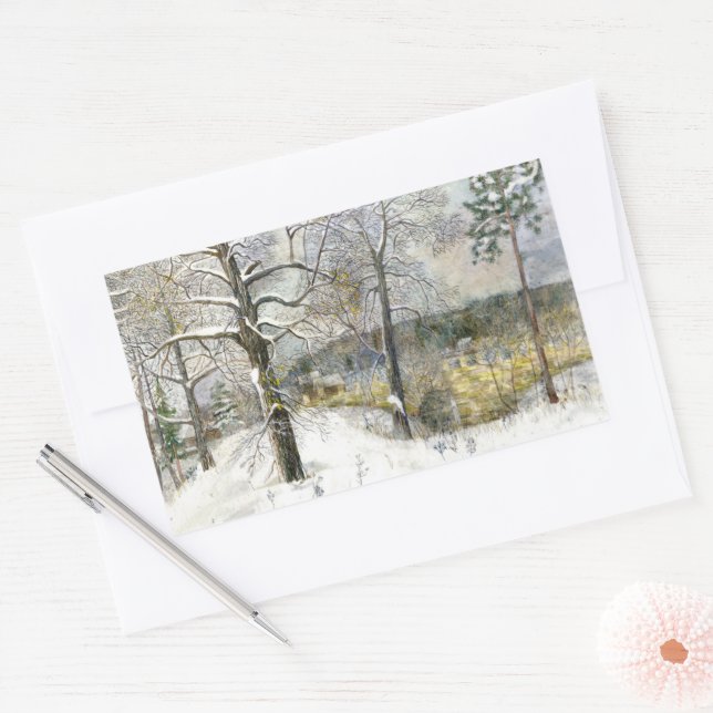 winter bridge rectangular sticker (Envelope)