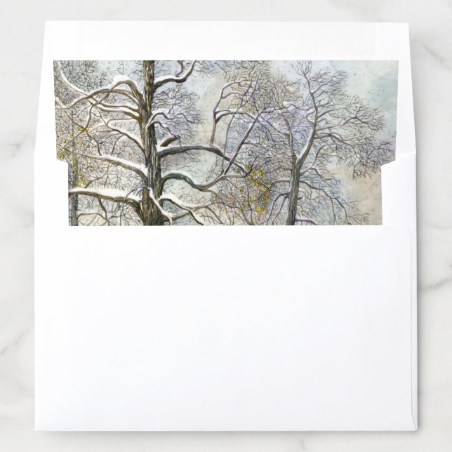 winter bridge watercolor envelope liner (In Envelope)