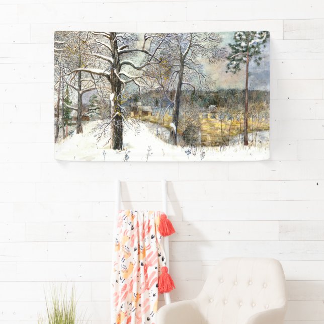 winter bridge Watercolor painting Banner (Insitu)