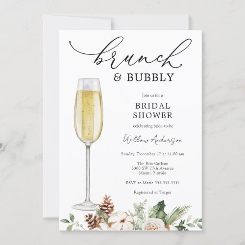 Winter Brunch and Bubbly Bridal Shower Invitation