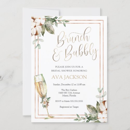 Winter Brunch and Bubbly Champagne Bridal Shower Invitation