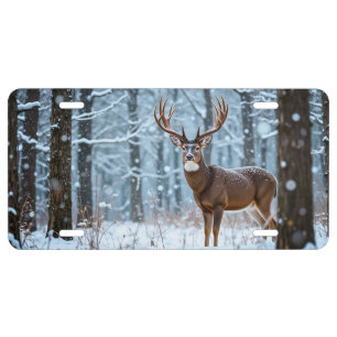 Winter Buck License Plate