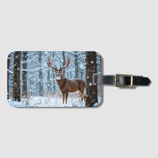 Winter Buck Luggage Tag (Front Horizontal)