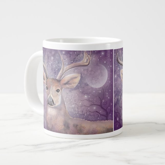Winter Buck Wildlife Deer Art Large Coffee Mug (Front Left)