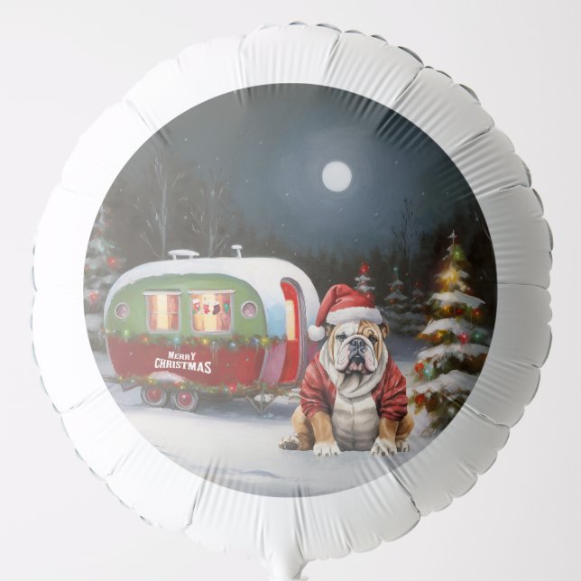 Winter Bulldog Caravan Christmas Adventure  Balloon (Front)
