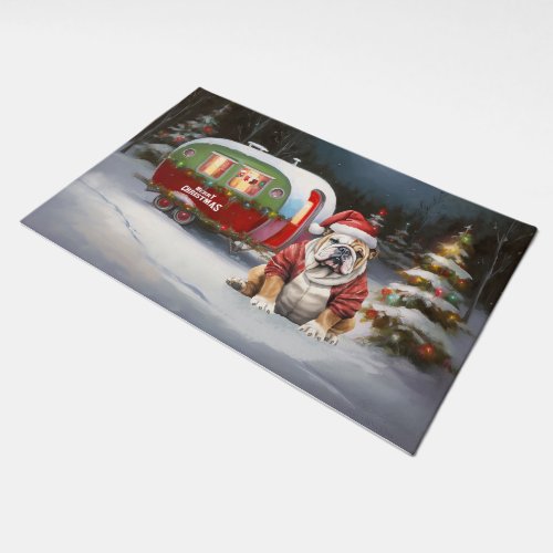 Winter Bulldog Caravan Christmas Adventure  Doormat