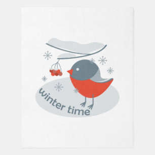 Winter bullfinch bird and red rowan berries outdoor rug