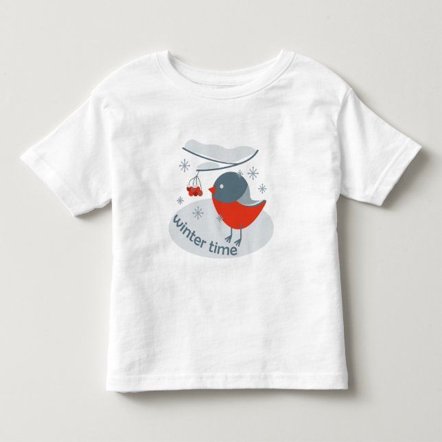 Winter bullfinch bird and red rowan berries  T-Shi Toddler T-shirt (Front)