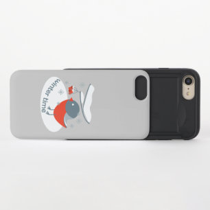 Winter bullfinch bird and red rowan berries iPhone 8/7 slider case