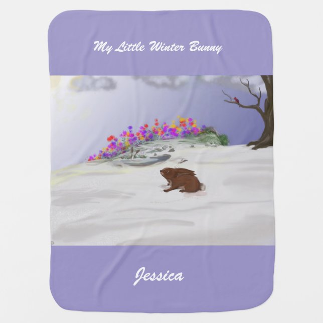 Winter Bunny Baby Blanket (Front)
