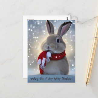 Winter Bunny Christmas Postcard