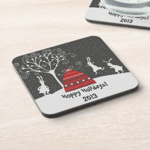 Winter Bunny Hoppy Holidays Coaster