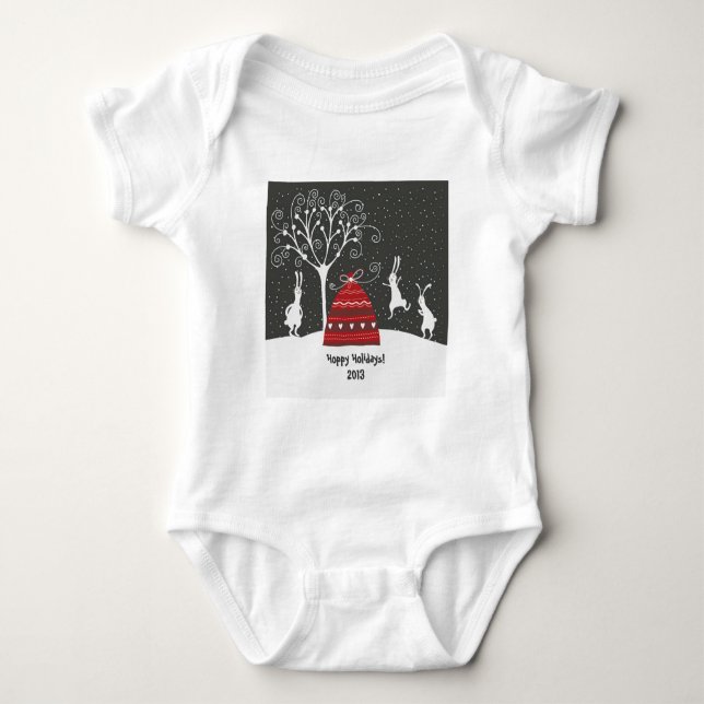 Winter Bunny Hoppy Holidays T-Shirt Baby Bodysuit (Front)