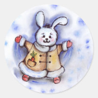 Winter Bunny Sticker! Classic Round Sticker