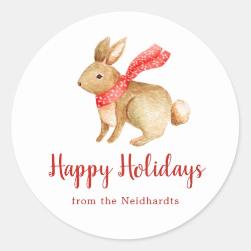 Winter Bunny  White  Holiday Gift Stickers